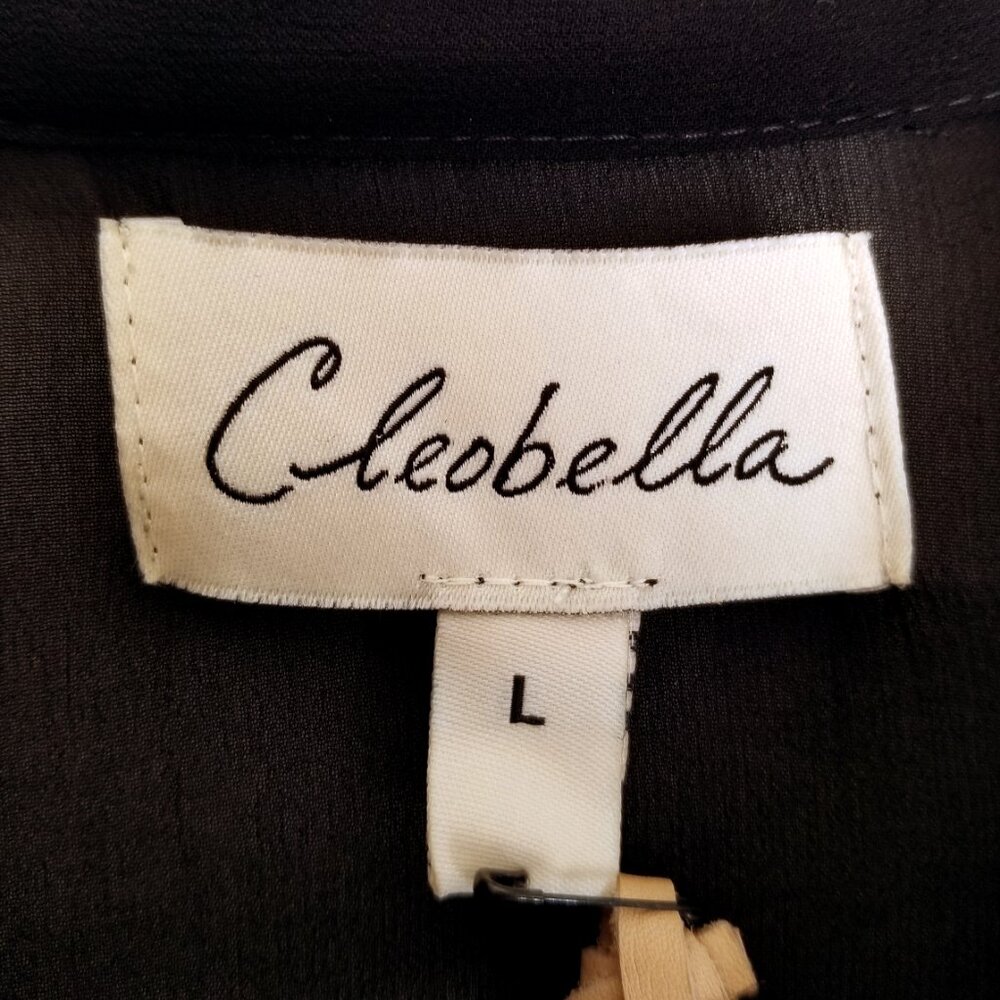 NWT Cleobella Autumn Blouse Jet Black Semi Sheer Size Large Tiered Trim High End - Picture 7 of 16
